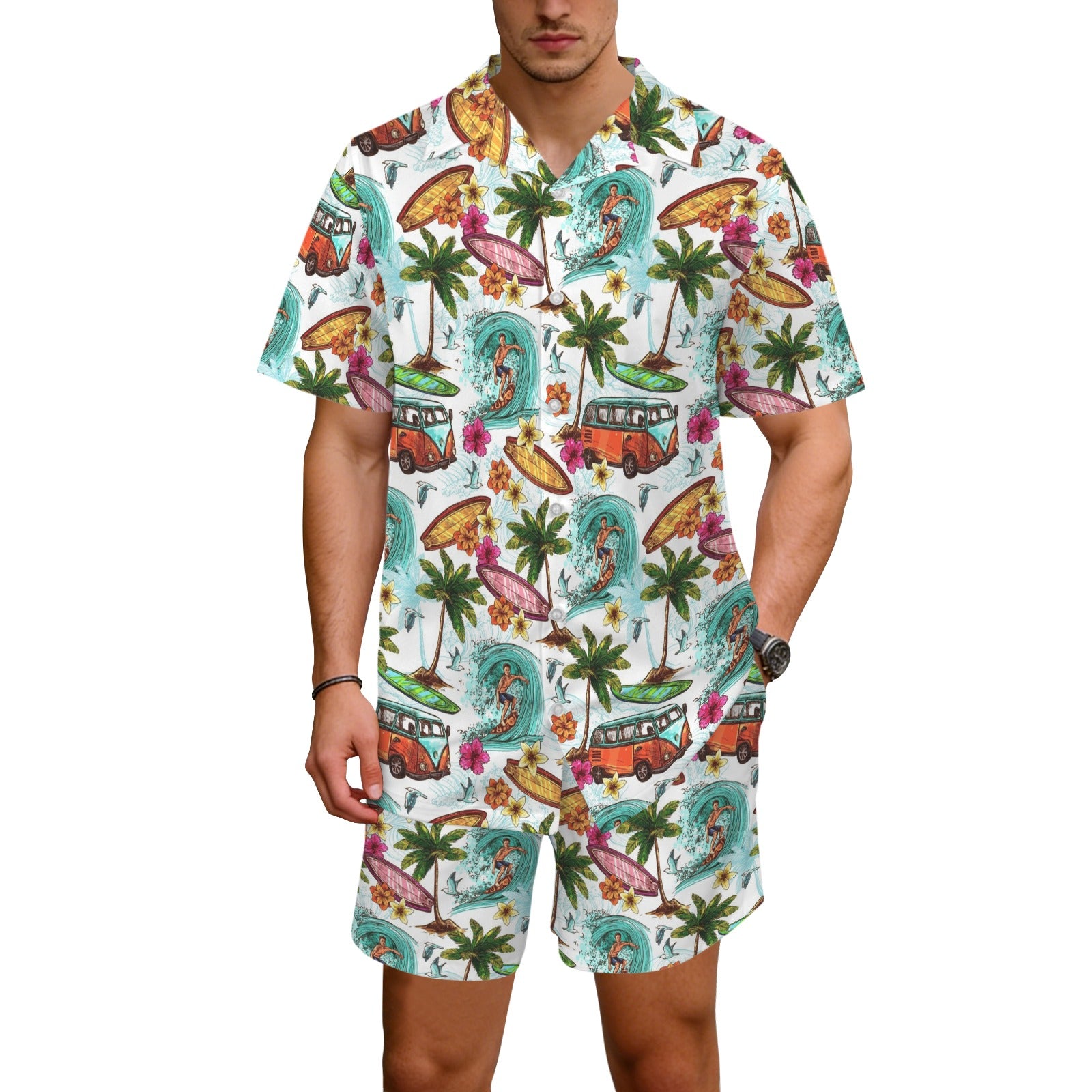 Surfing Safari Men's Hawaiian Shirt & Shorts Set