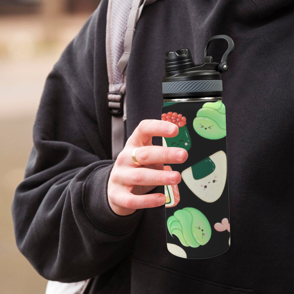 Happy Sushi Insulated Water Bottle with Dual-Use Lid (18oz) Insulated Water Bottle with Dual-Use Lid (18oz) Food Printed Offshore