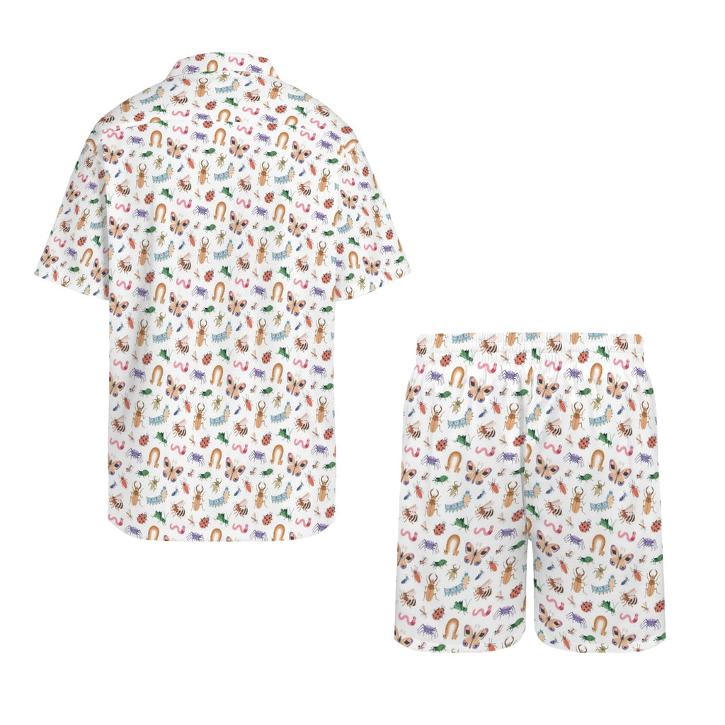 Cute Bugs Men's Hawaiian Shirt & Shorts Set Men's Hawaiian Shirt & Shorts Set animal Printed Offshore