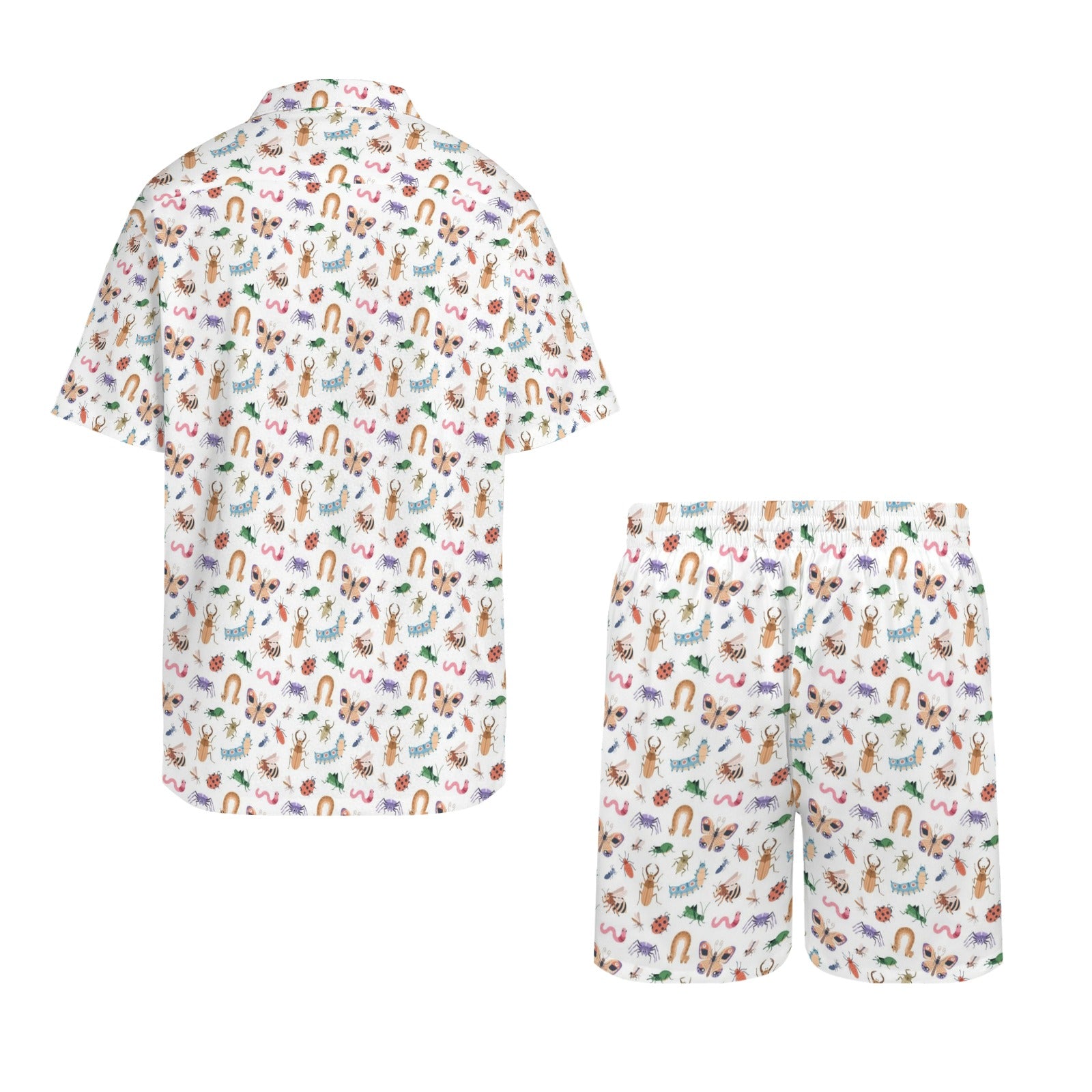 Cute Bugs Men's Hawaiian Shirt & Shorts Set Men's Hawaiian Shirt & Shorts Set animal Printed Offshore