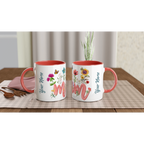 Personalised Mum With Flowers And Butterflies 11oz Ceramic Mug Ceramic Red Personalised 11oz Mug Globally Fulfilled Mum