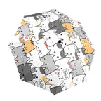 Cat Hello - Semi-Automatic Foldable Umbrella (Model U12) One Size Semi-Automatic Foldable Umbrella (U12)