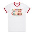Bookmarks Are For Quitters Men's AS Colour Ringer Tee White Red Ringer T-Shirt Printed In Australia Reading