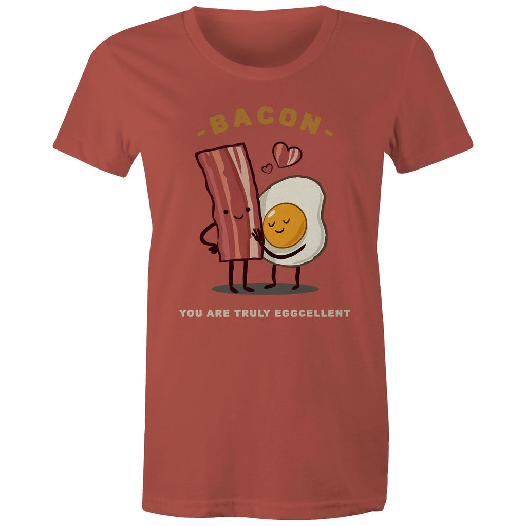 Bacon, You Are Truly Egg-cellent - Womens T-shirt Coral Womens T-shirt Food Printed In Australia