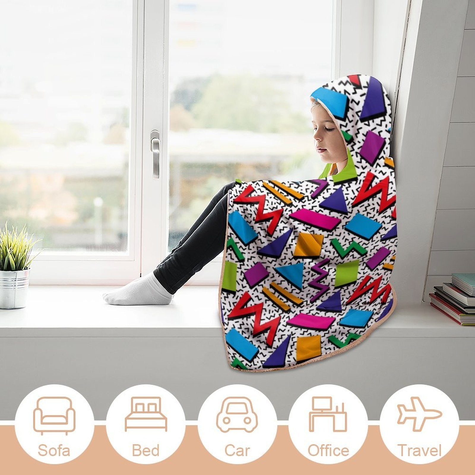 Graphic 80's Kids Hooded Blanket 100cm x 130cm