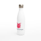 Drummer By Night - White 17oz Stainless Steel Water Bottle White Water Bottle Globally Fulfilled Music