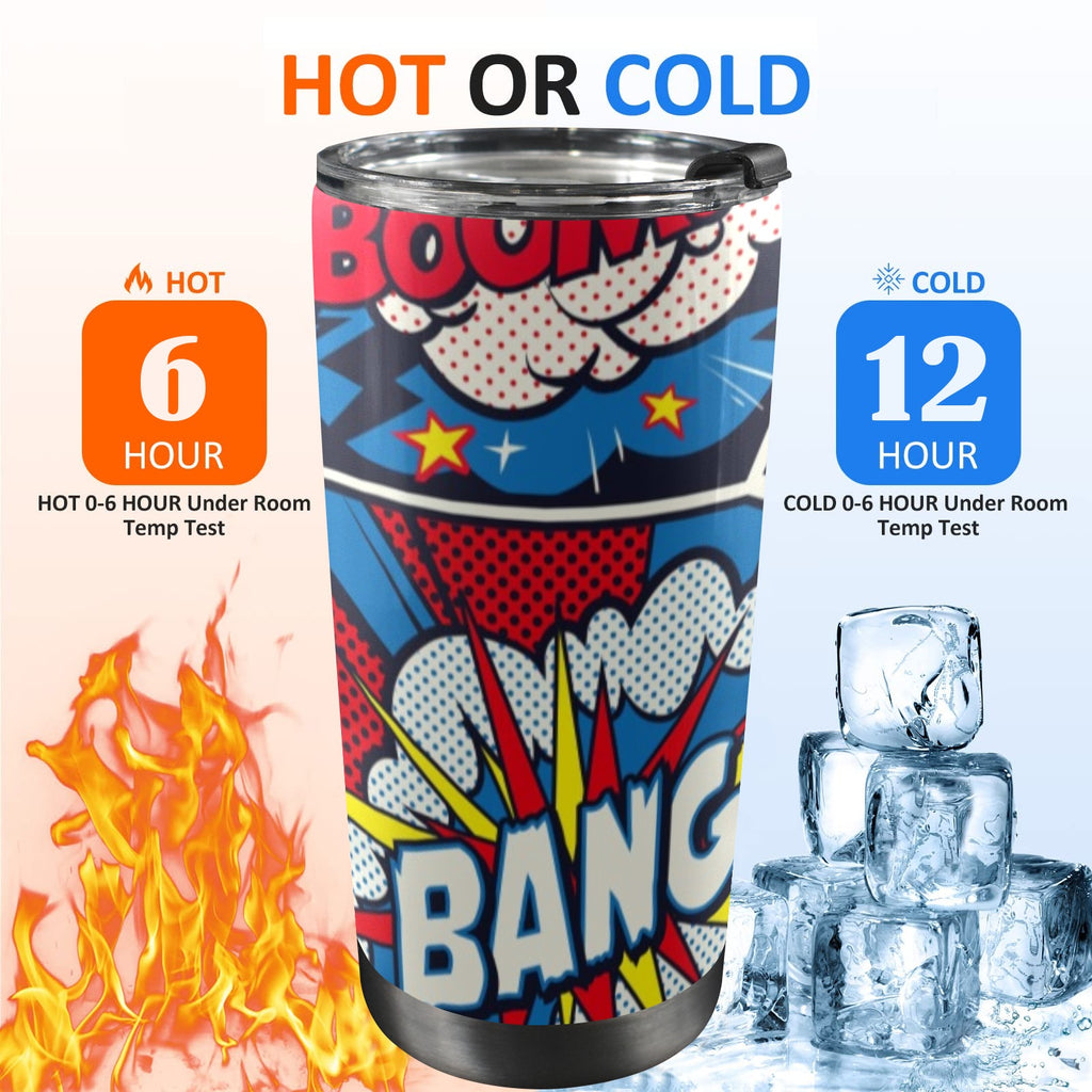 Comic Book - 20oz Mobile Tumbler with Lid (Black Lock) 20oz Travel Mug comic Printed Offshore