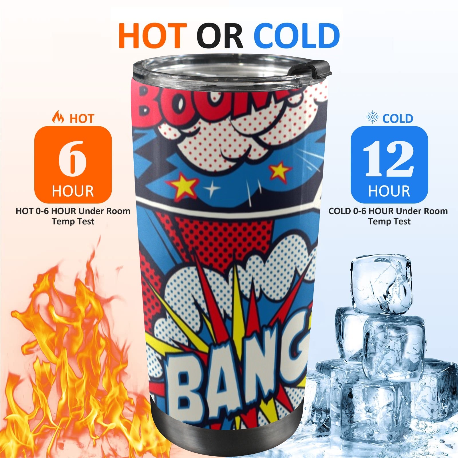 Comic Book - 20oz Mobile Tumbler with Lid (Black Lock) 20oz Travel Mug comic Printed Offshore