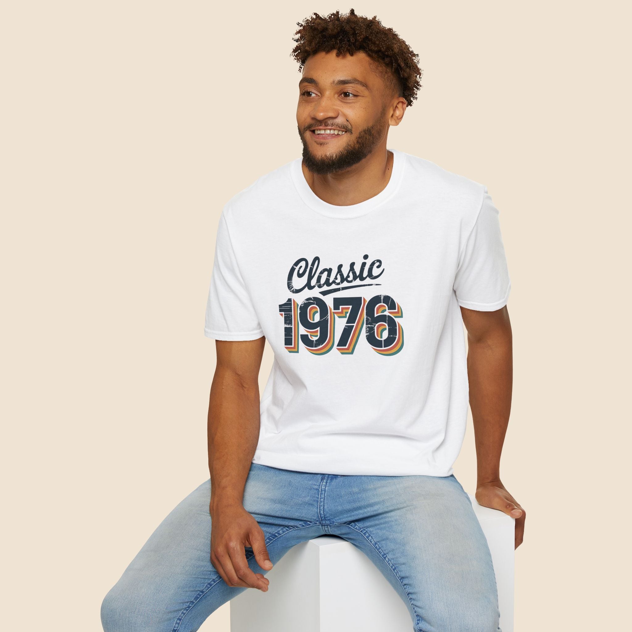 Turning 50, Classic 1976 Unisex Softstyle T-Shirt White T-Shirt Australian Printer Birthday