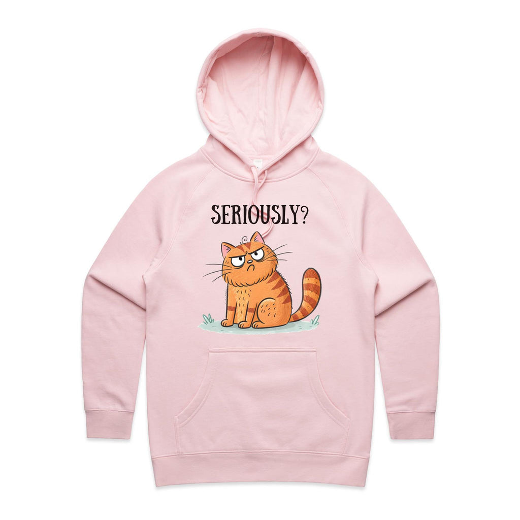 Cat Seriously? - Womens Hoodie Pink Womens Hoodie animal Printed In Australia