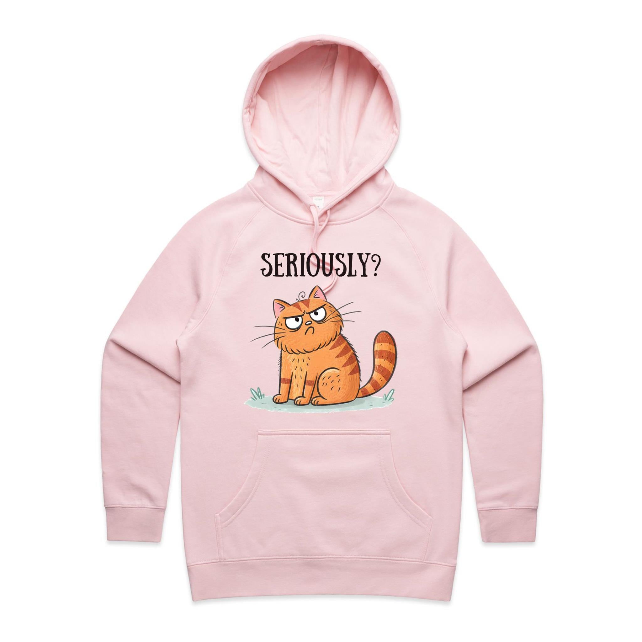 Cat Seriously? - Womens Hoodie Pink Womens Hoodie animal Printed In Australia