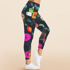 Retro Vinyl Records - Women's High Waist Pockets Yoga Leggings
