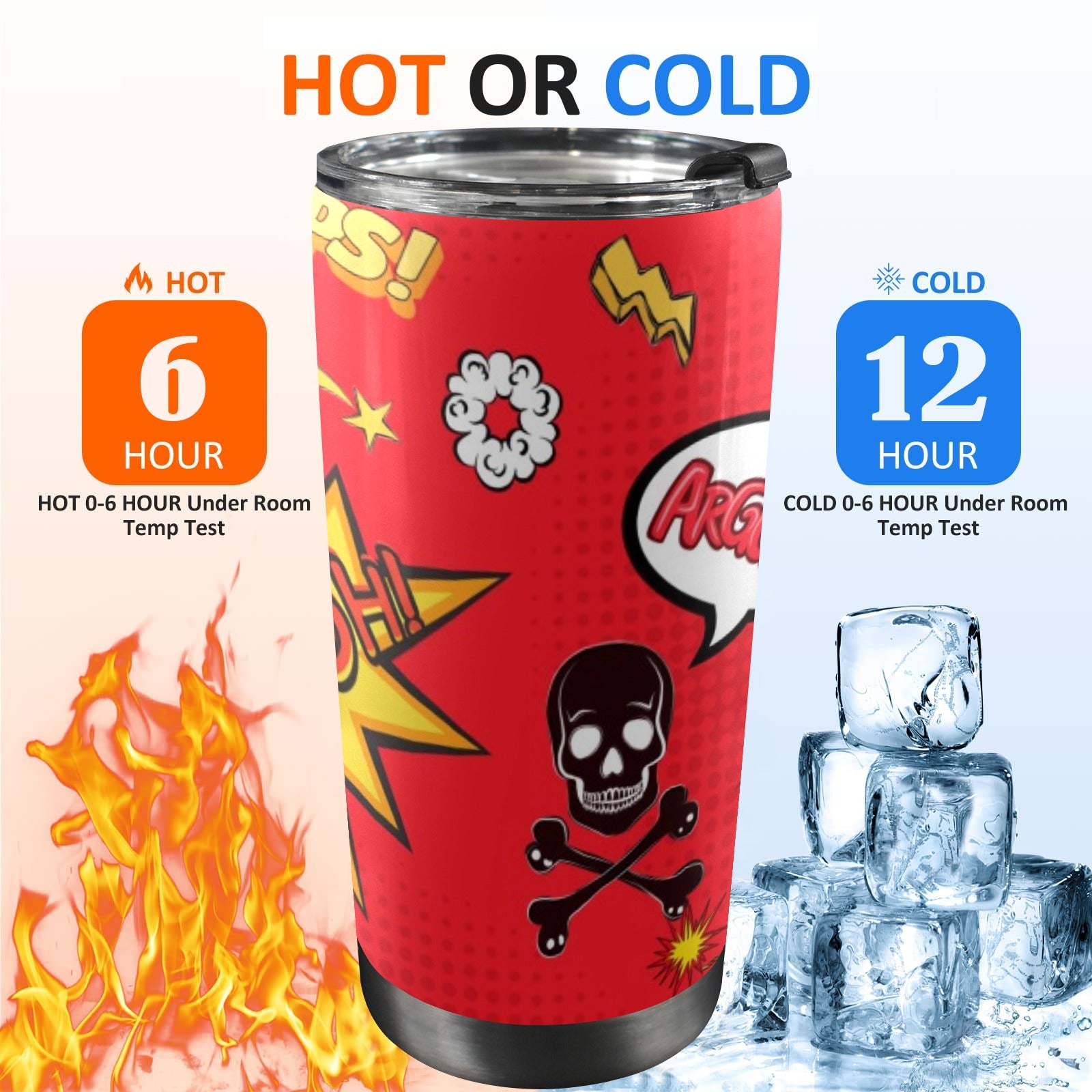 Comic Book Red - 20oz Mobile Tumbler with Lid (Black Lock) 20oz Travel Mug comic Printed Offshore