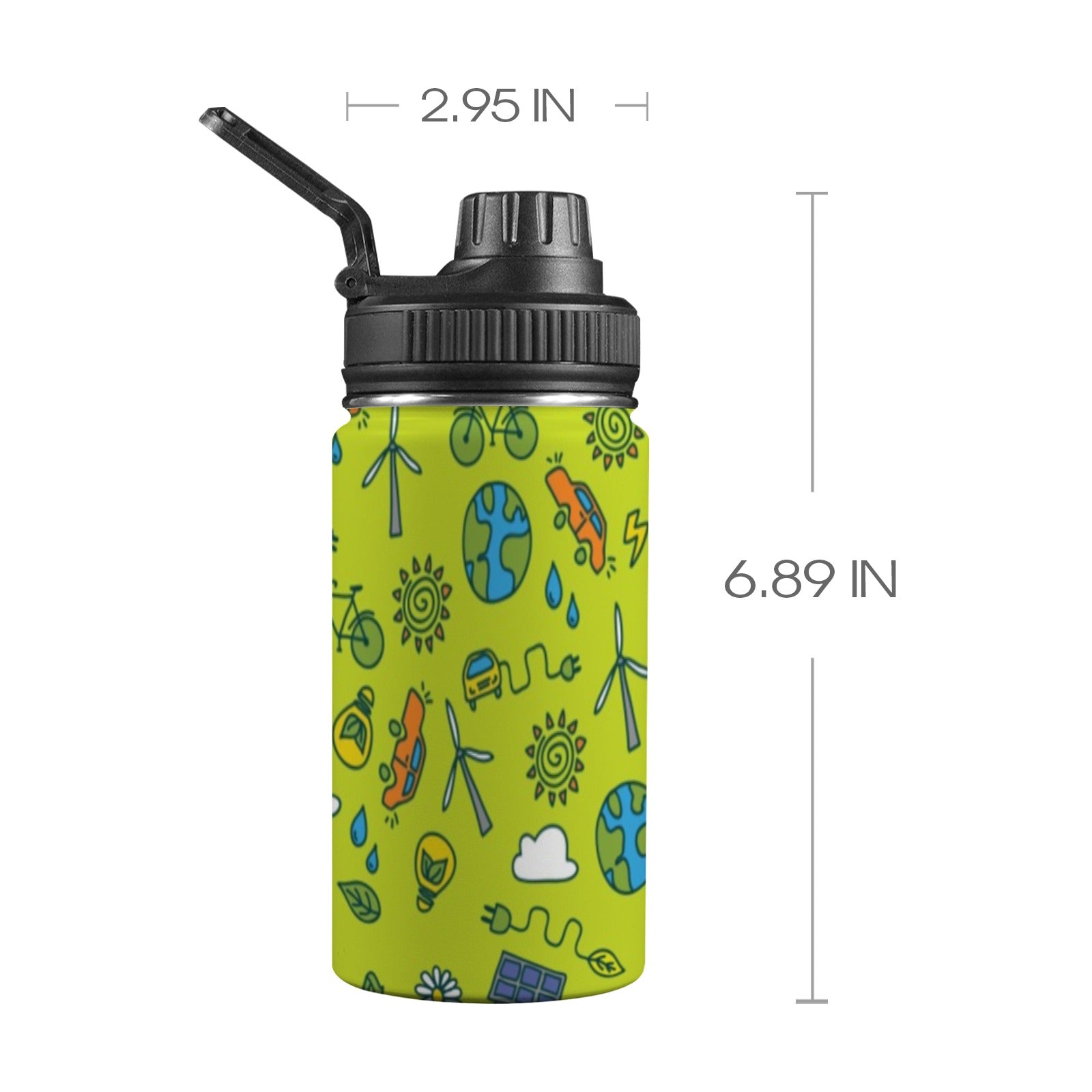 Go Green - Kids Water Bottle with Chug Lid (12 oz) One Size Kids Water Bottle with Chug Lid Environment Printed Offshore