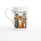 Where Is My Coffee, Cranky Cats - White 10oz Porcelain Slim Mug Default Title Porcelain Mug animal Coffee Globally Fulfilled