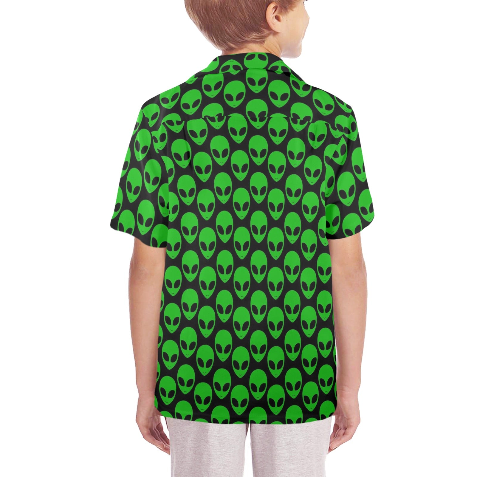 Aliens Senior Kids Hawaiian Shirt Senior Kids Hawaiian Shirt 8-15 Printed Offshore Sci Fi