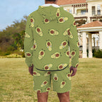 Avocado Characters Men's Lightweight Sun Hoodie & Shorts Set Men's Lightweight Sun Hoodie & Shorts Food Printed Offshore