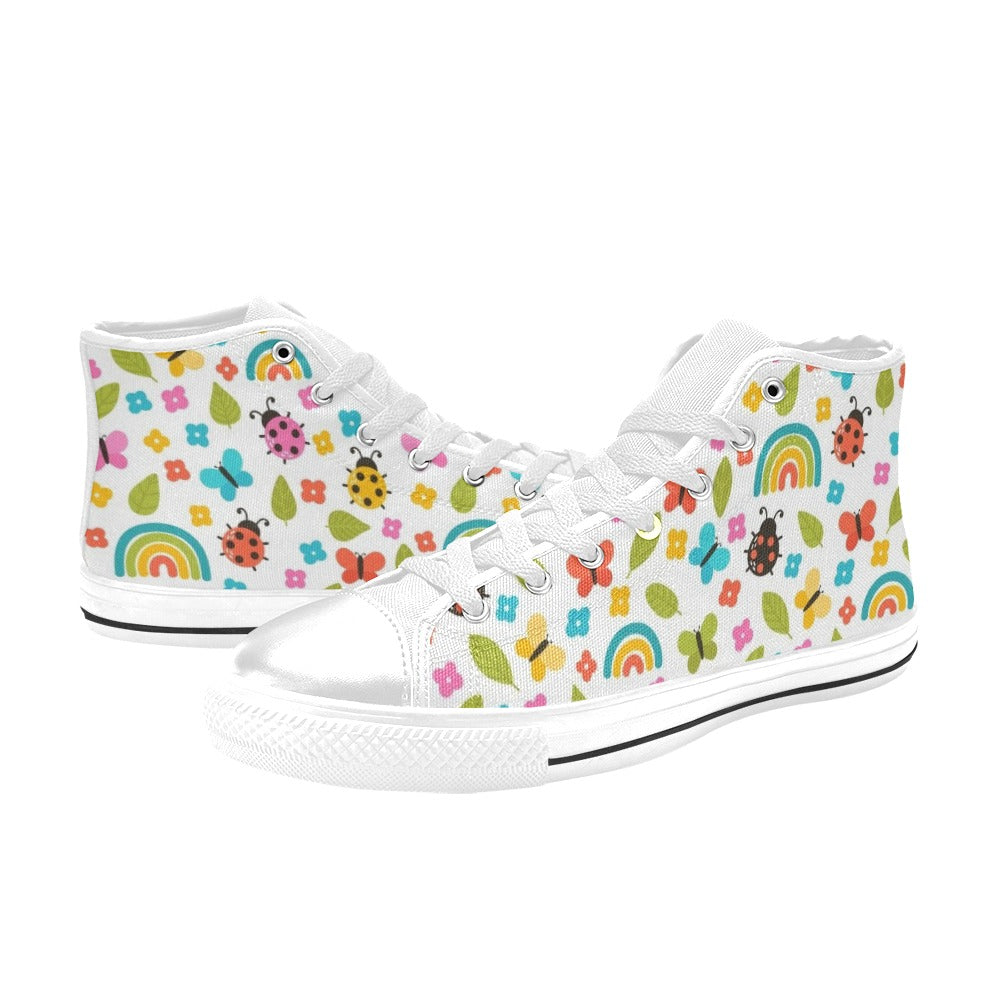 Ladybugs And Rainbows - Kids' High Top Canvas Shoes Kids High Top Canvas Shoes animal Printed Offshore