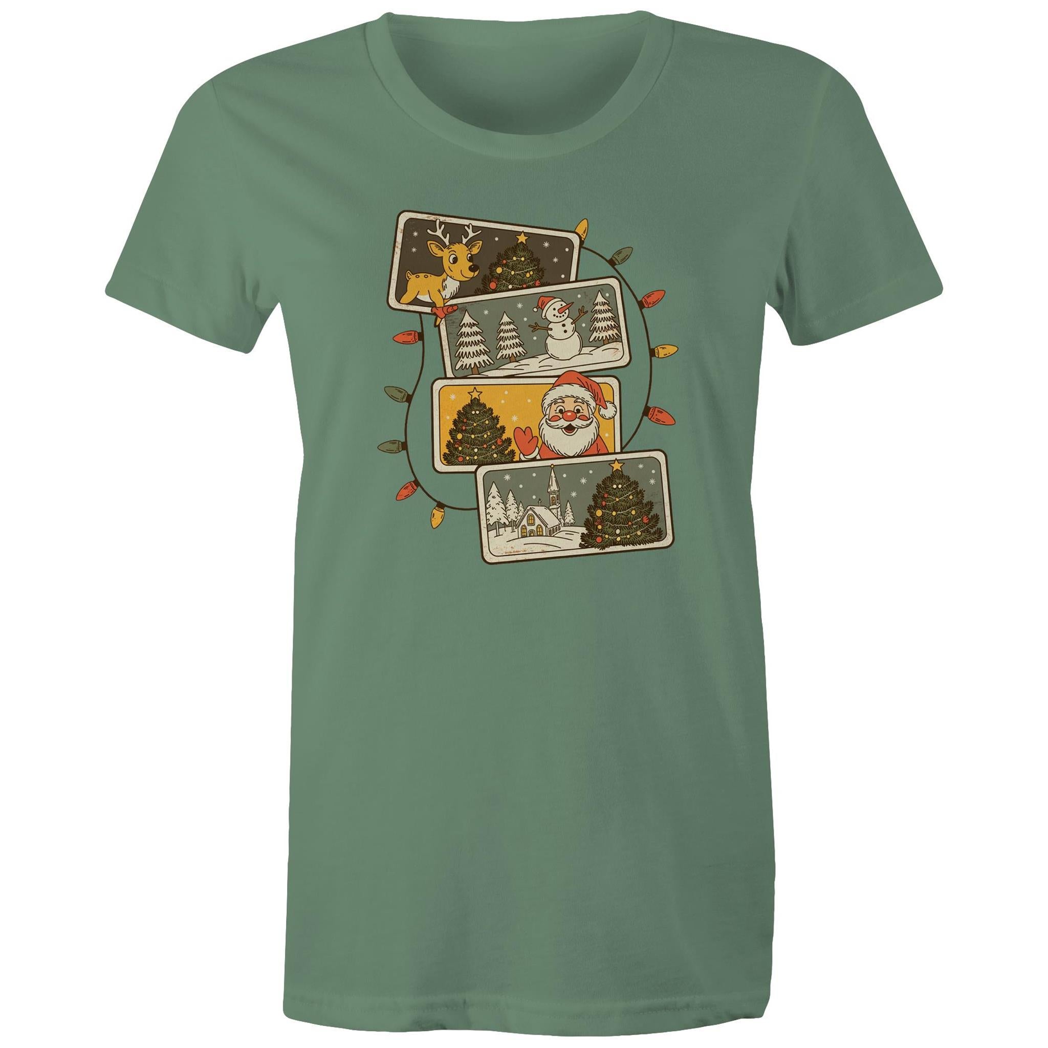 Retro Christmas Cards - Womens T-shirt