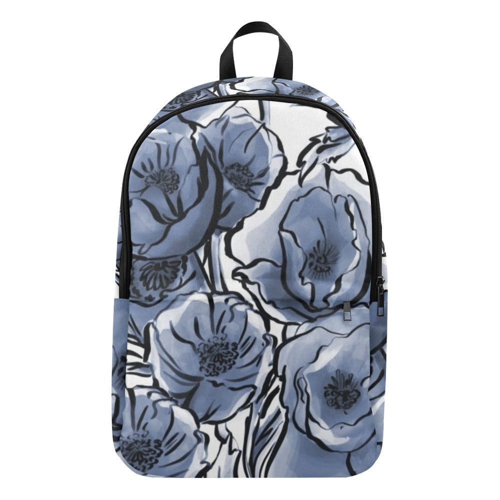 Blue And White Floral - Fabric Backpack