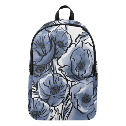 Blue And White Floral - Fabric Backpack
