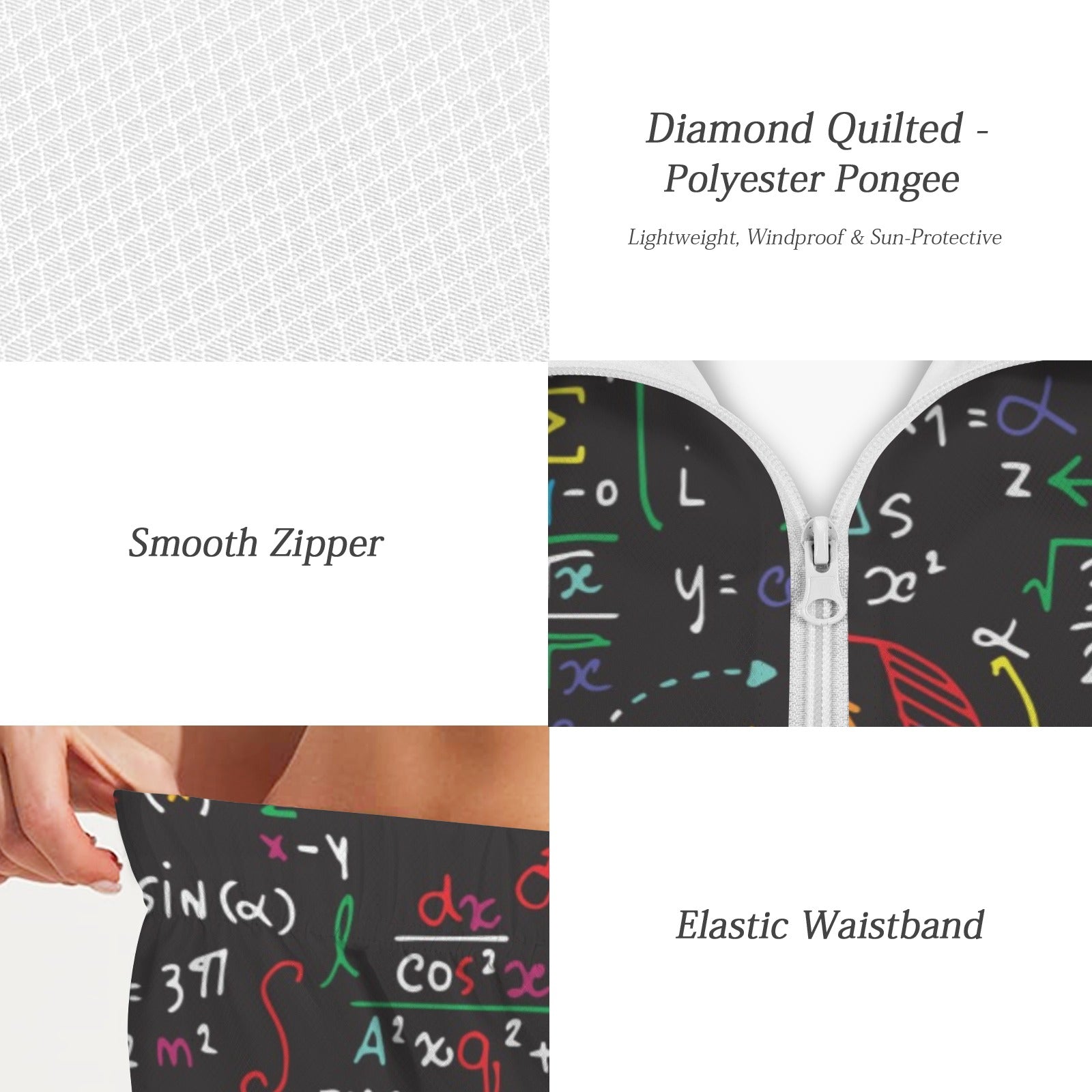 Colourful Maths Formulas Women's Windbreaker Short Set Women's Windbreaker Short Set Maths Printed Offshore