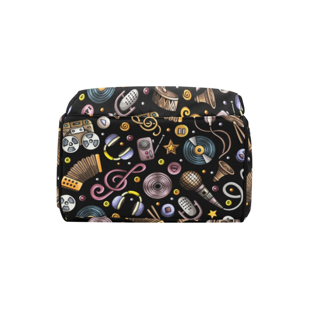 Retro Music Mix - Multi-Function Backpack, Nappy / Diaper Bag
