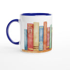Books - White 11oz Ceramic Mug with Colour Inside Ceramic Blue Colour 11oz Mug Globally Fulfilled Reading