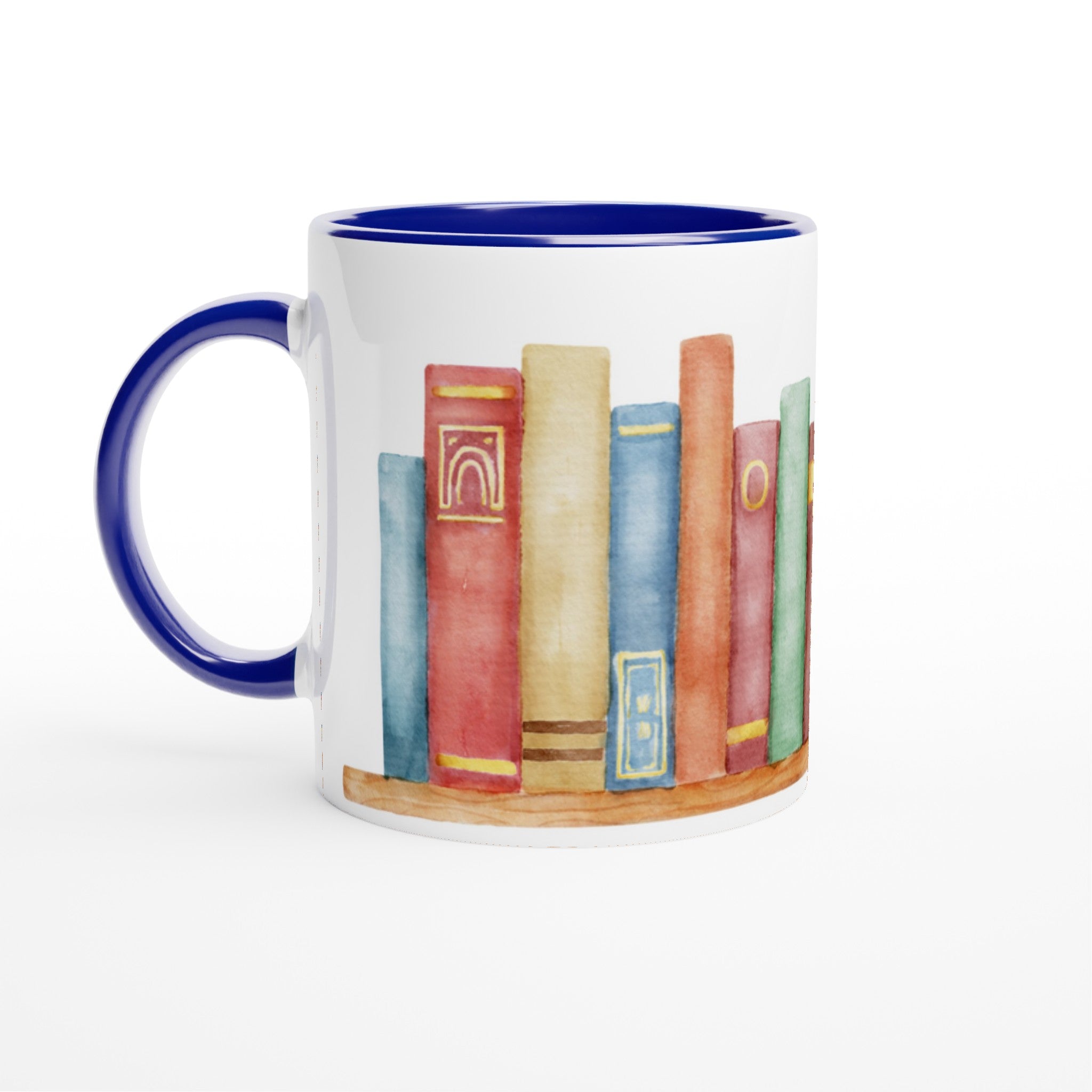 Books - White 11oz Ceramic Mug with Colour Inside Ceramic Blue Colour 11oz Mug Globally Fulfilled Reading