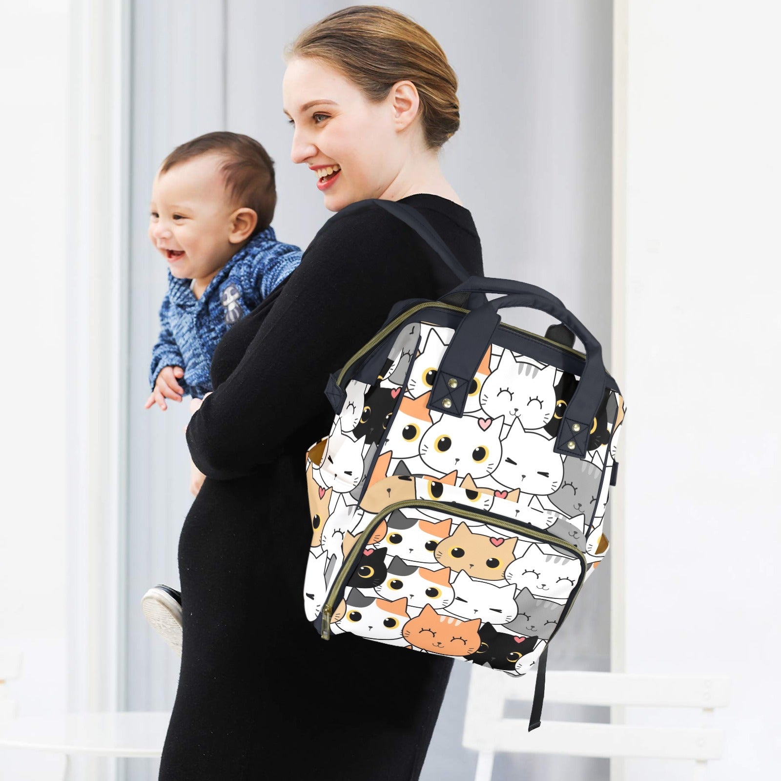 Cute Cartoon Cats - Multi-Function Backpack, Nappy / Diaper Bag