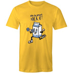 Life Is Short, Milk It - Mens T-Shirt Yellow Mens T-shirt Motivation Printed In Australia