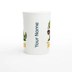 Personalised Tea-Rex, Tea Drinking Dinosaur White 10oz Porcelain Slim Mug Personalised Porcelain Mug animal Globally Fulfilled Tea