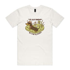 Dachshund, I've Got Friends In Low Places Men's AS Colour T-shirt Natural Mens T-shirt animal Printed In Australia