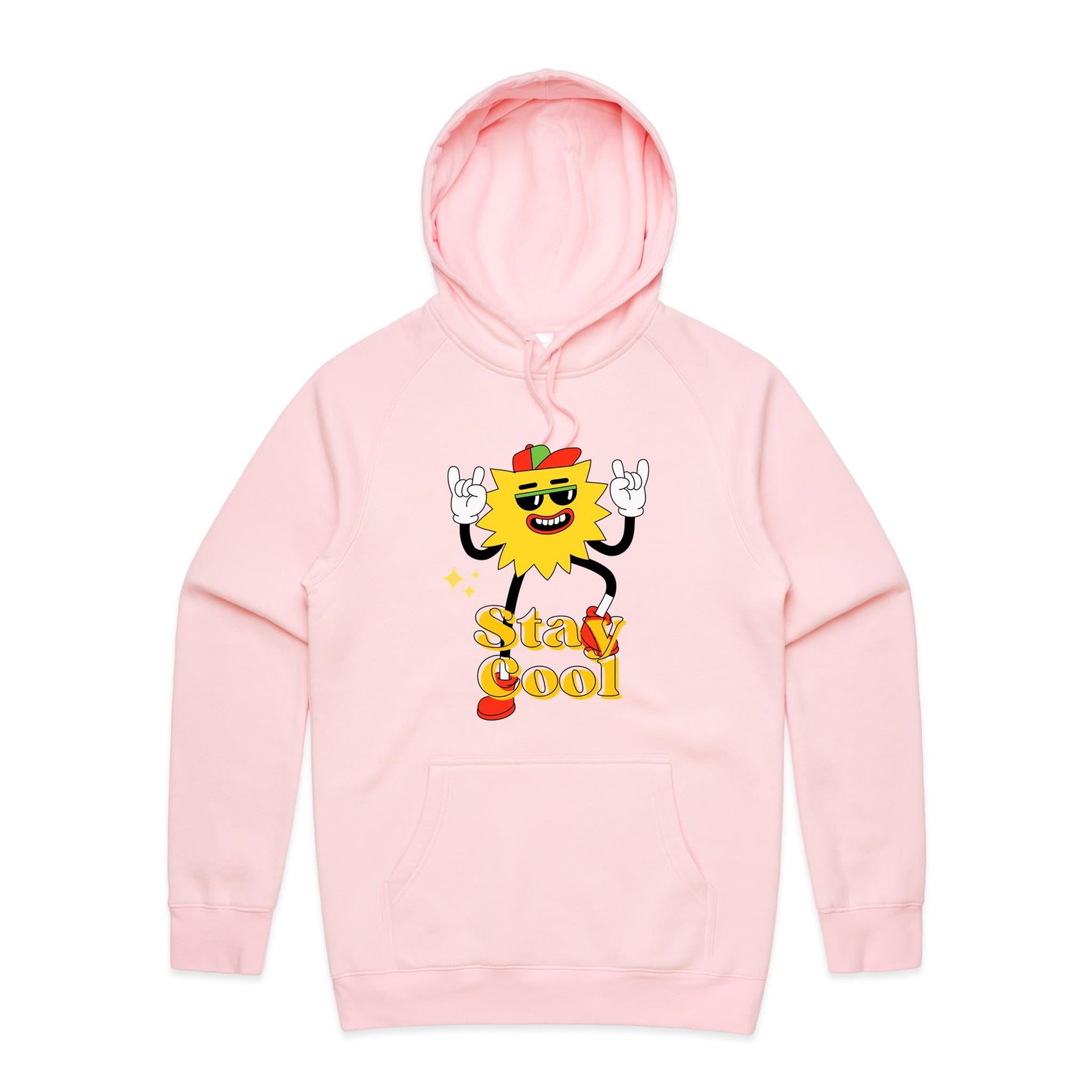 Stay Cool - Mens Hoodie Pink Mens Hoodie Printed In Australia