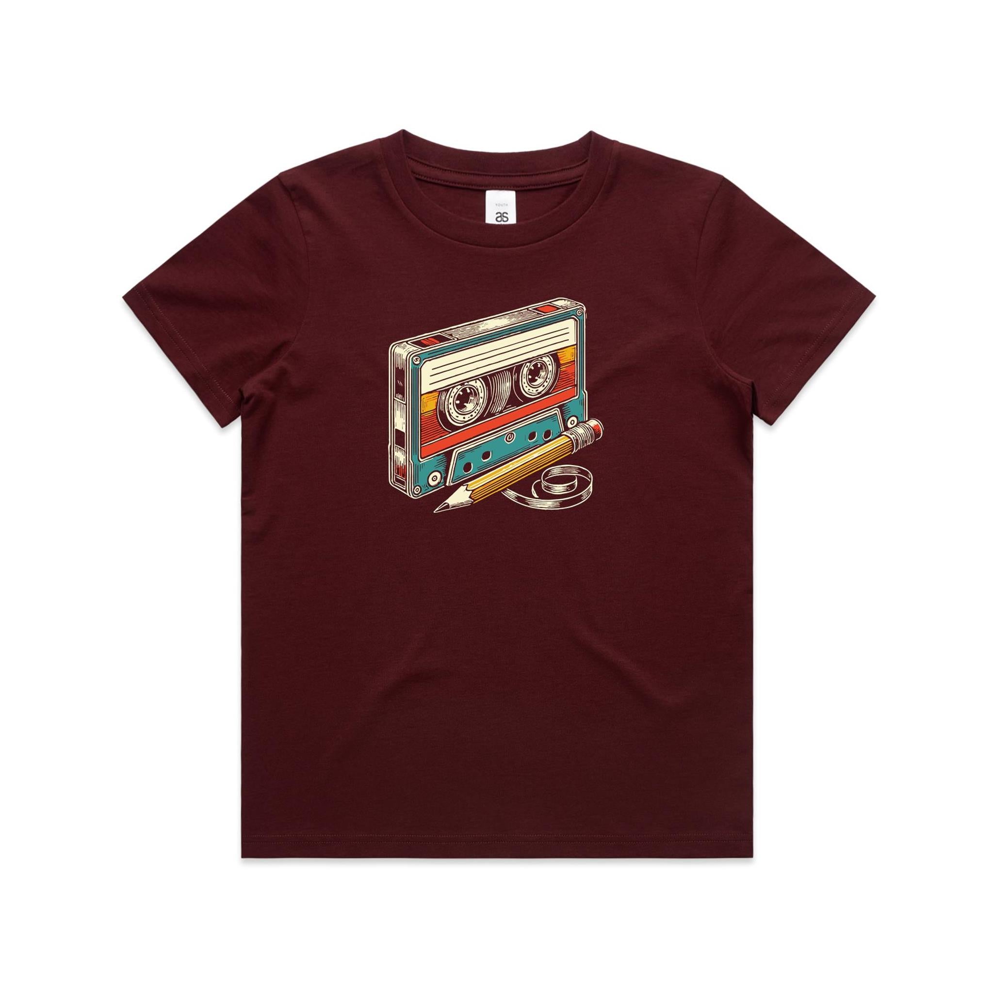 Cassette Tape And Pencil - Kids Youth Staple Tee