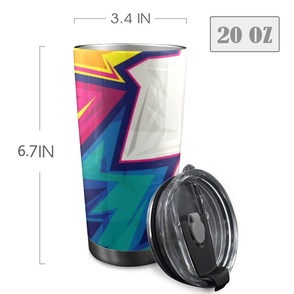 Abstract Bright - 20oz Mobile Tumbler with Lid (Black Lock) 20oz Travel Mug Printed Offshore