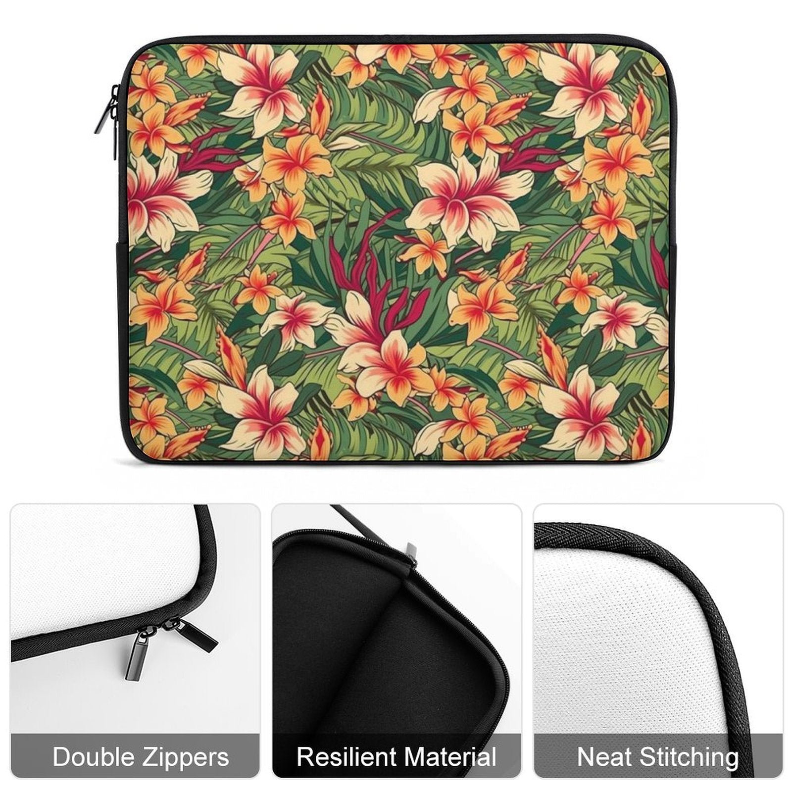 Vintage Hawaiian Floral Laptop Sleeve (Multiple Sizes) Laptop Sleeve Plants Printed Offshore