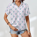 Zen Koala Women's Collared Pocketless Short Sleeve Shirt