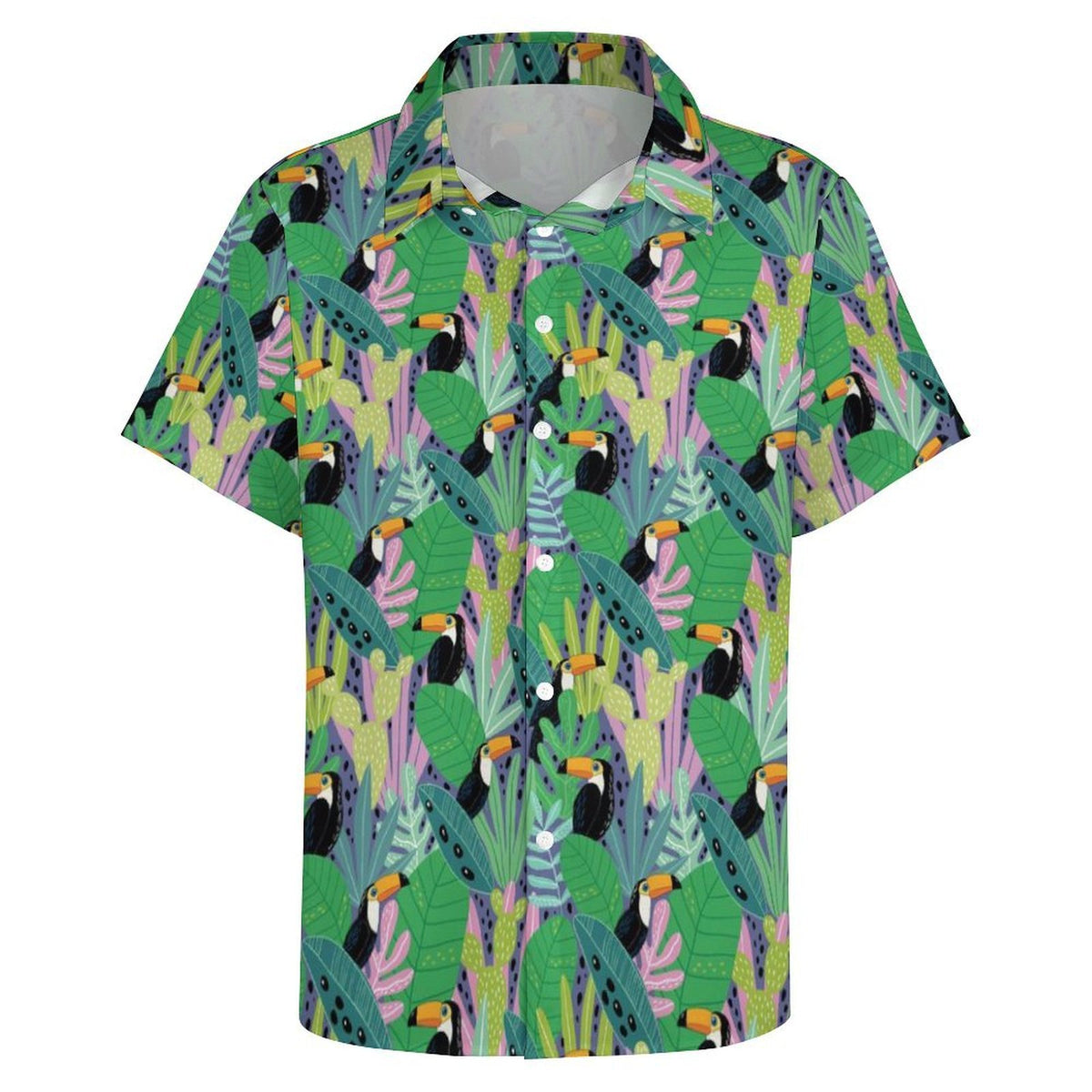 Bright Toucans Women's Collared Pocketless Short Sleeve Shirt