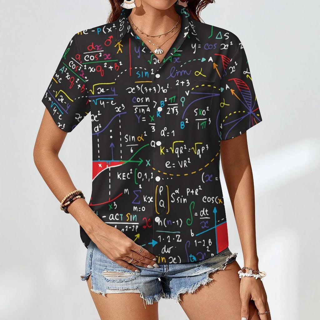 Colourful Maths Formulas - Women's Short-Sleeve Button Up Shirt