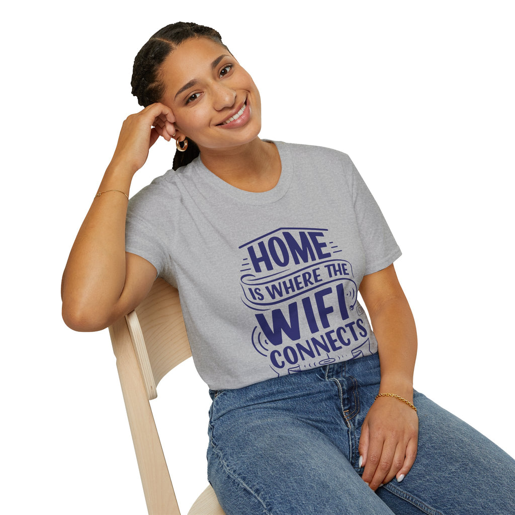 Home Is Where The WIFI Connects Automatically - Unisex Softstyle T-Shirt