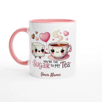 Personalised - You're The Sugar To My Tea, Valentine - White 11oz Ceramic Mug with Colour Inside Ceramic Pink Personalised 11oz Mug