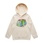 Surf Trip - Kids Hoodie Ecru Kids Hoodie Printed In Australia