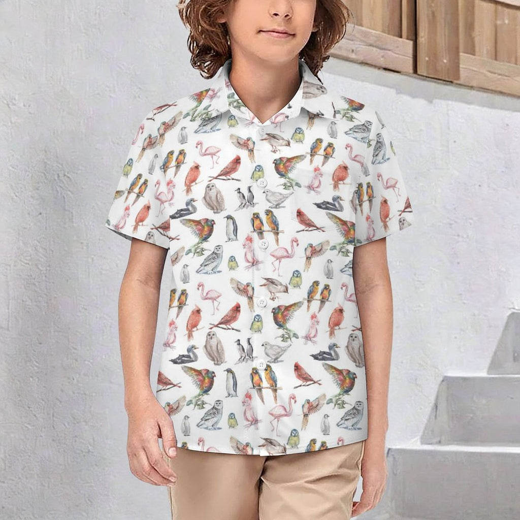Birds Of A Feather Kids Youth Short Sleeve Button Up Shirt