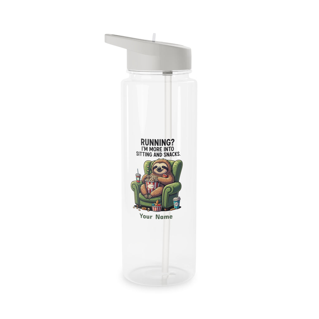 Personalised - Sloth, Running, I'm More Into Sitting And Snacks - Clear Tritan Water Bottle