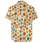 70's Style Floral Women's Short-Sleeve Button Up Shirt