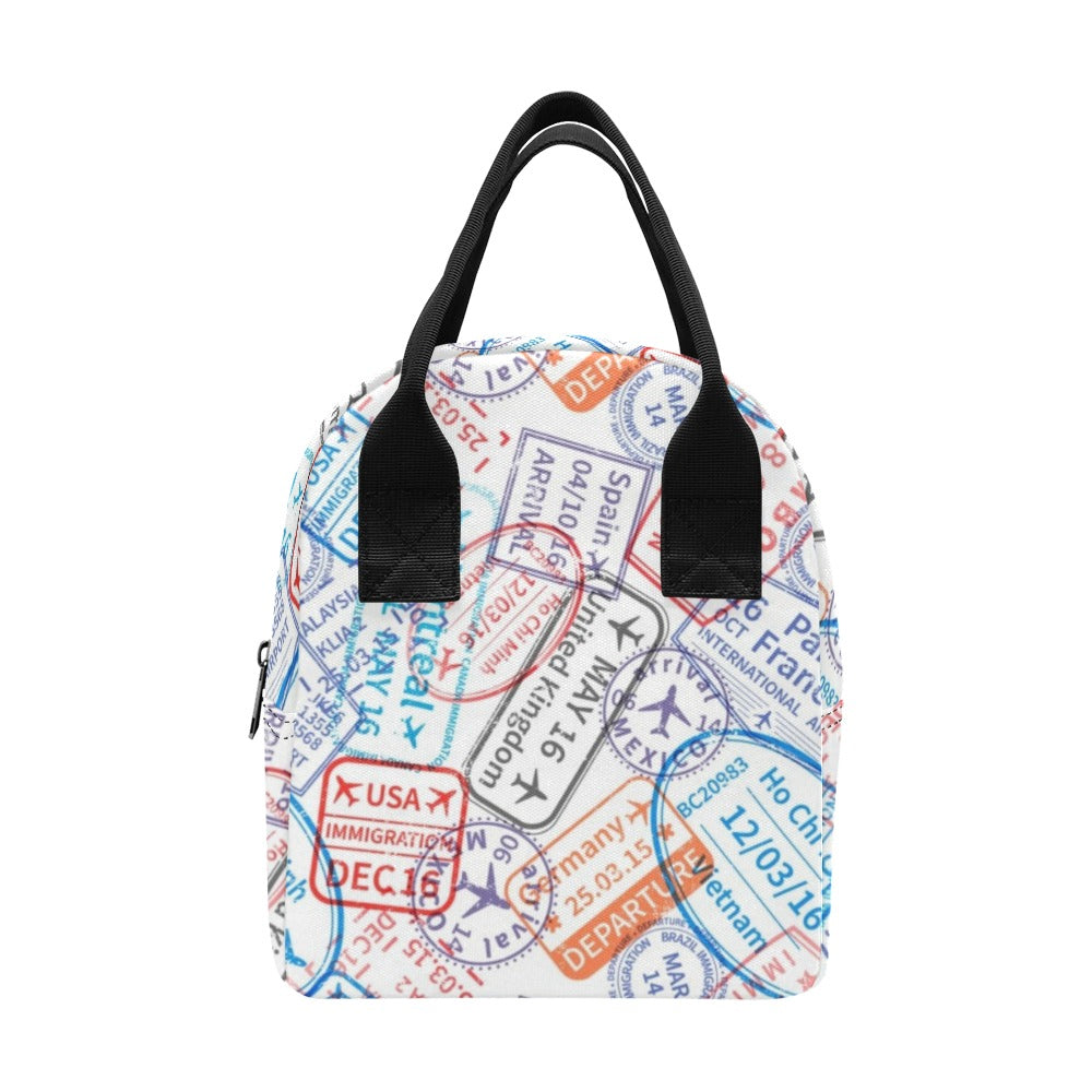 Travel Stamps - Zipper Lunch Bag One Size Zipper Lunch Bag Printed Offshore