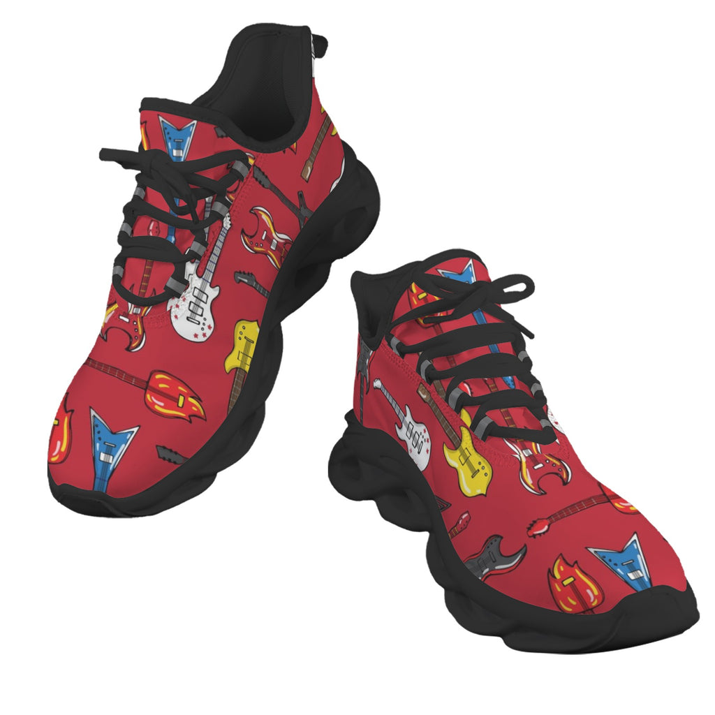 Guitars On Red Women's Twisted Sole Sneakers