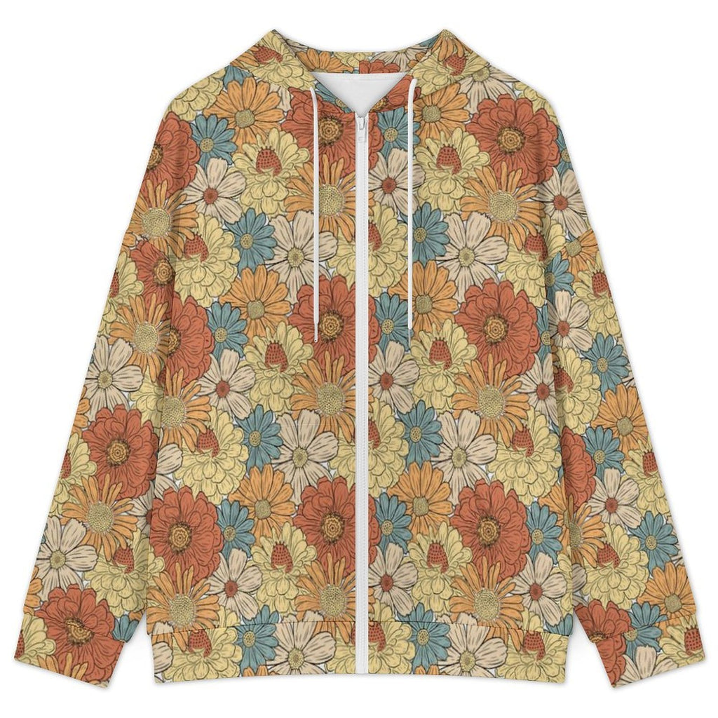 Vintage Retro Floral Women's Full-Zip Hoodie