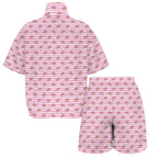 Pink Donut Stripes Women's Windbreaker Short Set Women's Windbreaker Short Set Food Printed Offshore